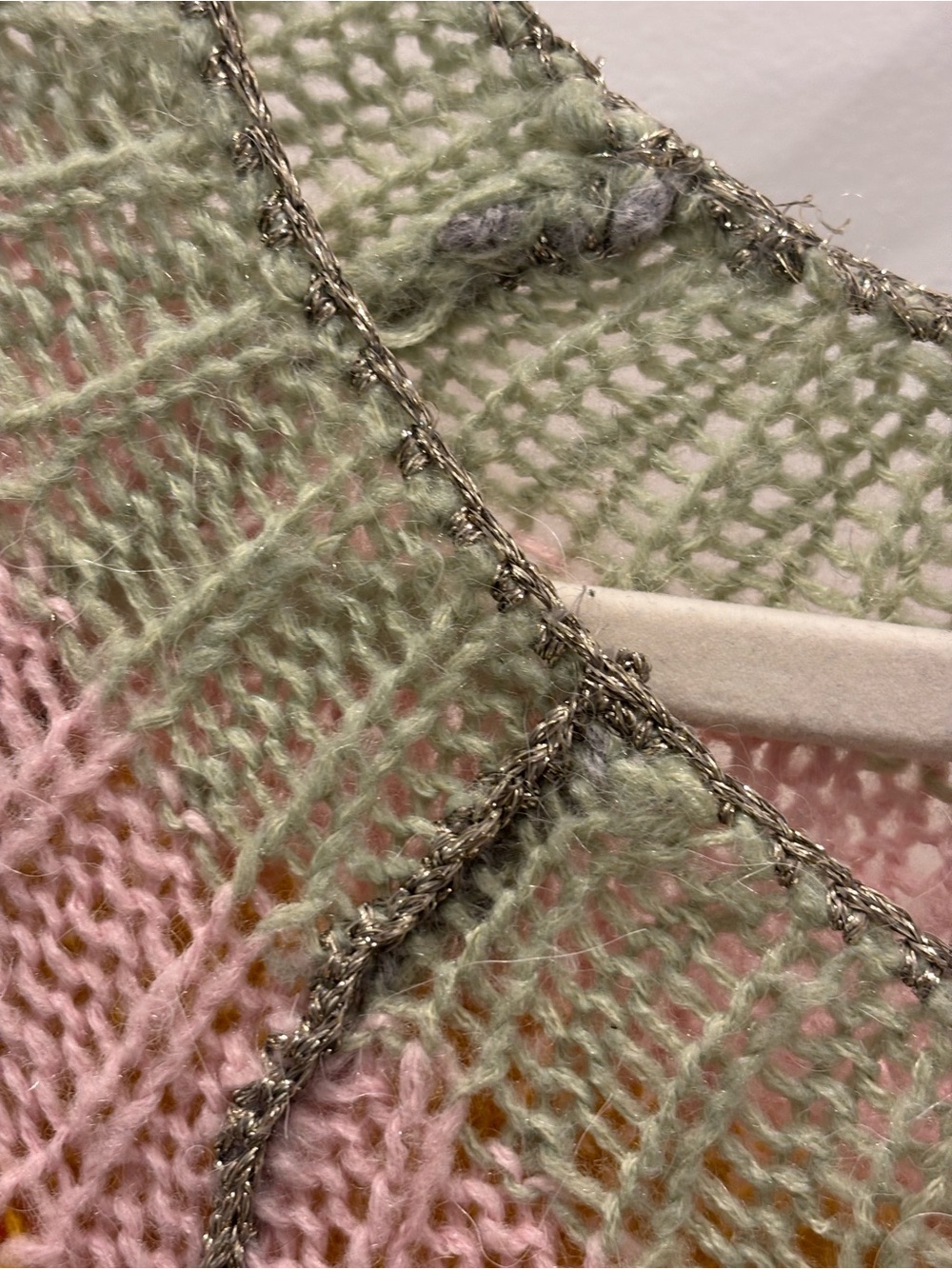 Anthropologie Colleen Sweater Gray Scoop-Neck Sweater with Pastel Rainbow Yoke - Picture 6 of 9